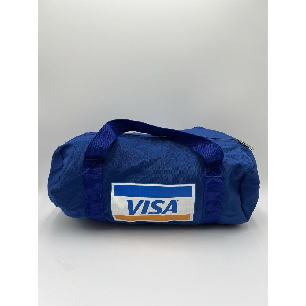 Vintage VISA Promotional Duffel Bag Blue Travel Gym Overnight YKK Zipper NWOT